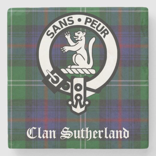Clan Sutherland Crest  Tartan Stone Coaster