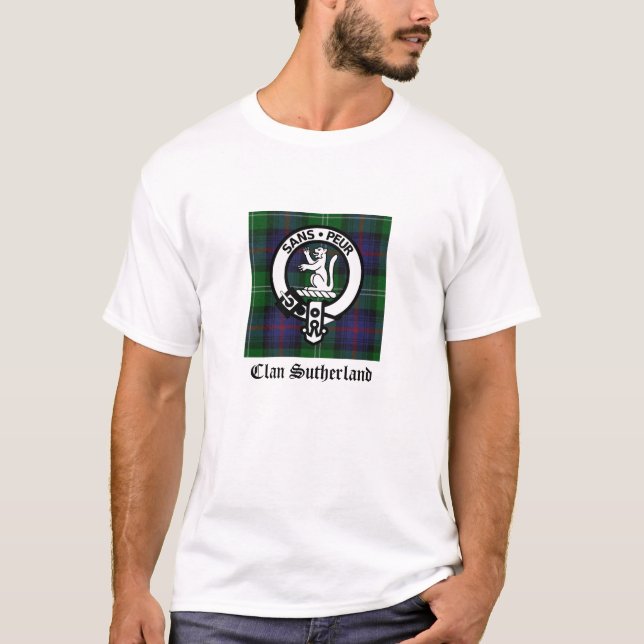 Clan Sutherland Crest & Tartan T-Shirt (Front)