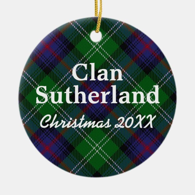 Clan Sutherland Scottish Tartan Ceramic Ornament (Front)