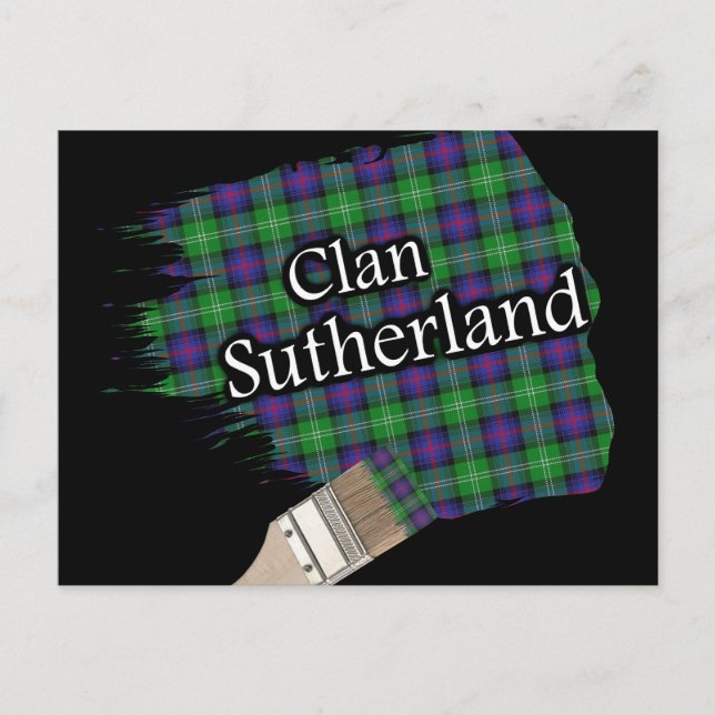 Clan Sutherland Scottish Tartan Paint Brush Postcard (Front)