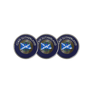 Clan Sutherland Tartan Knot & Flag Golf Ball Marker
