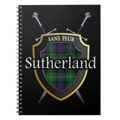 Clan Sutherland Tartan Shield  Swords Notebook