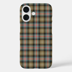 Clan Sutherland Tartan Tan and Black Plaid iPhone 16 Case