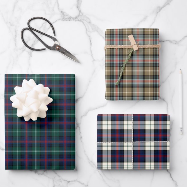 Clan Sutherland Tartan Variations Wrapping Paper Sheets (Front)