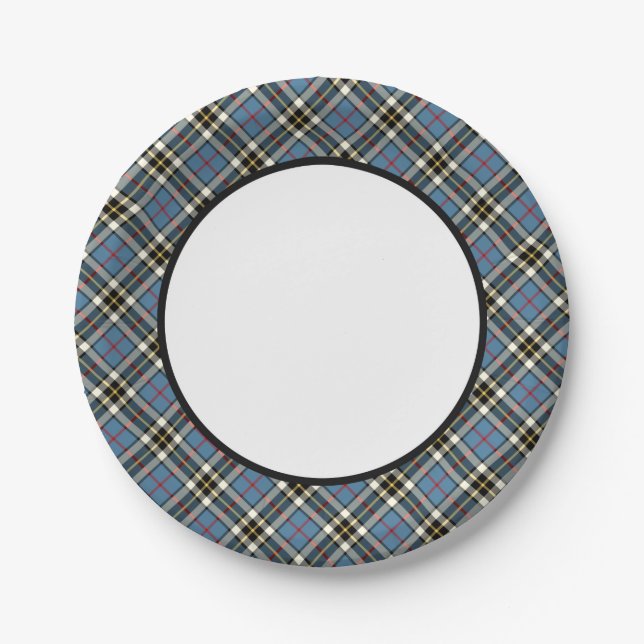 Clan Thompson Blue Dress Tartan Border Paper Plates (Front)