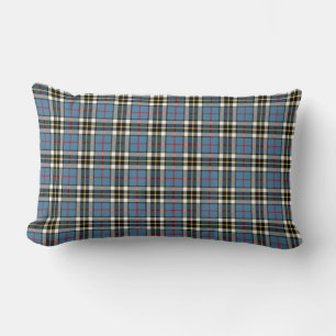 Clan Thompson Light Blue and Black Tartan Lumbar Pillow