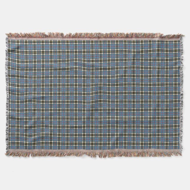 Clan Thompson Light Blue Scottish Tartan Throw Blanket (Front)