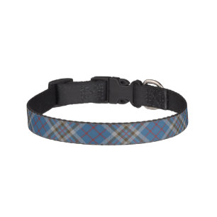 Clan Thompson Tartan Plaid Grey Blue Pattern Pet Collar