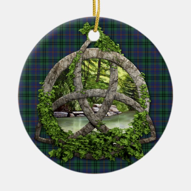 Clan Walker Tartan Celtic Trinity Ceramic Ornament (Front)