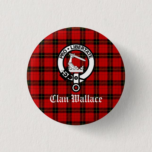 Clan Wallace Crest Badge and Tartan Button (Front)
