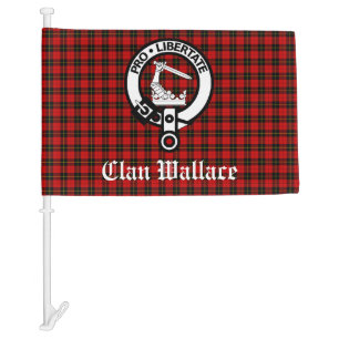 Clan Wallace Crest Badge and Tartan Car Flag