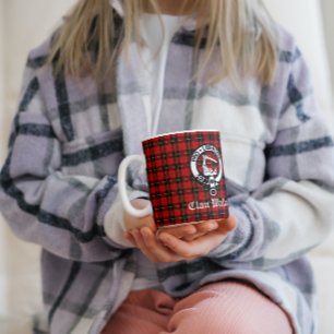 Clan Wallace Crest Badge and Tartan Coffee Mug