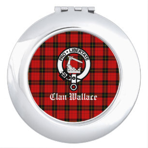 Clan Wallace Crest Badge and Tartan Compact Mirror