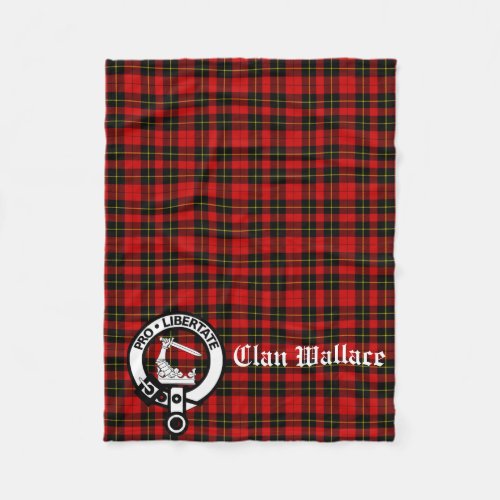 Clan Wallace Crest Badge and Tartan Fleece Blanket