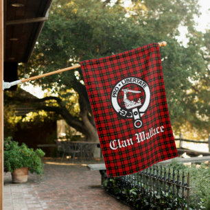 Clan Wallace Crest Badge and Tartan House Flag
