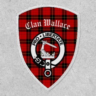 Clan Wallace Crest Badge and Tartan Iron On Patch