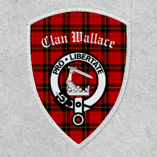 Clan Wallace Crest Badge and Tartan Iron On Patch