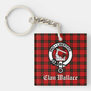 Clan Wallace Crest Badge and Tartan Keychain