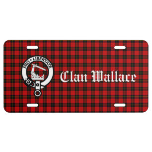 Clan Wallace Crest Badge and Tartan License Plate