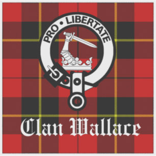 Clan Wallace Crest Badge and Tartan Sticker