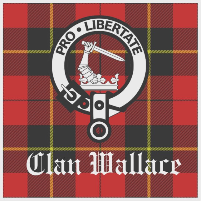 Clan Wallace Crest Badge and Tartan  Sticker (Front)