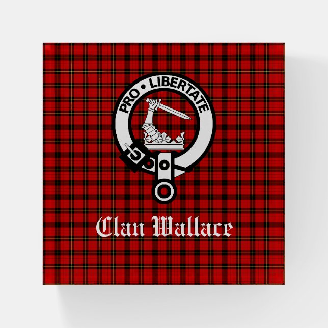 Clan Wallace Crest Badge & Tartan Paperweight (Front)