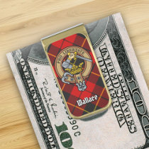 Clan Wallace  Crest Gold Finish Money Clip