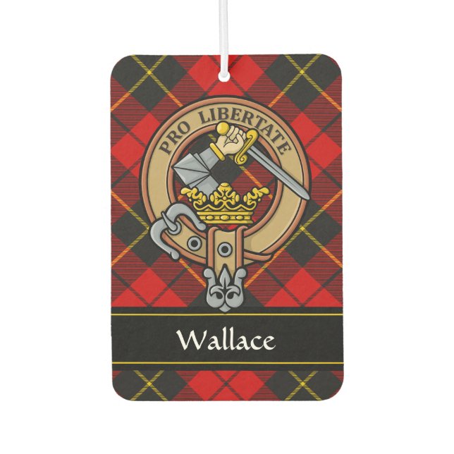 Clan Wallace Crest over Tartan Air Freshener (Front)