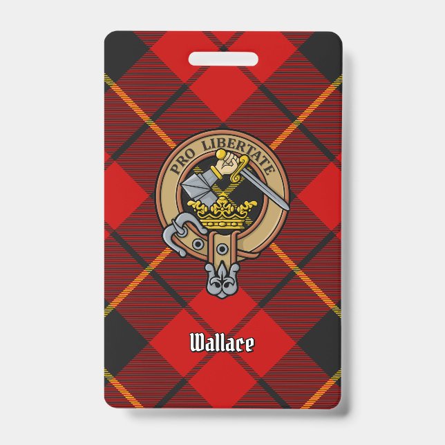 Clan Wallace Crest over Tartan Badge (Front)