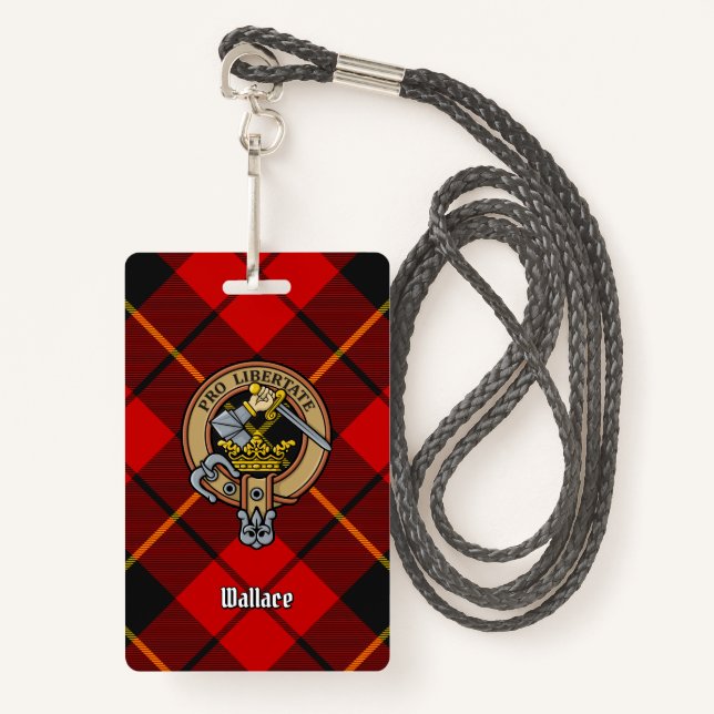 Clan Wallace Crest over Tartan Badge (Front with Lanyard)