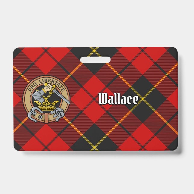 Clan Wallace Crest over Tartan Badge (Front)