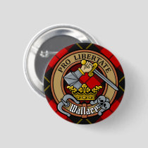 Clan Wallace Crest over Tartan Button