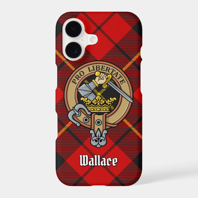 Clan Wallace Crest over Tartan Case-Mate iPhone Case (Back)