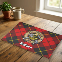 Clan Wallace Crest over Tartan Cloth Placemat
