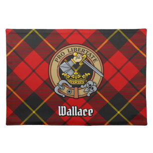 Clan Wallace Crest over Tartan Cloth Placemat