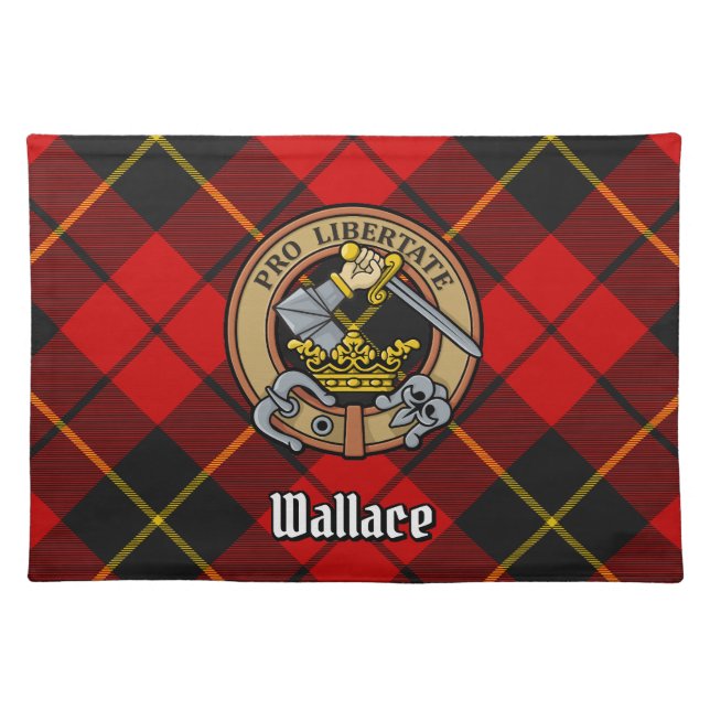 Clan Wallace Crest over Tartan Cloth Placemat (Front)
