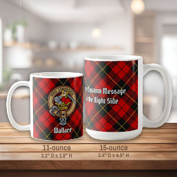 Clan Wallace Crest over Tartan Coffee Mug