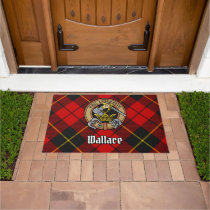Clan Wallace Crest over Tartan Doormat