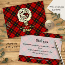 Clan Wallace Crest over Tartan Foil Invitation Postcard