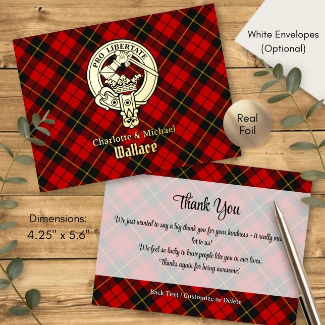 Clan Wallace Crest over Tartan Foil Invitation Postcard (Creator Uploaded)