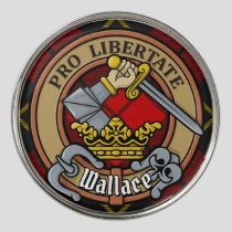 Clan Wallace Crest over Tartan Golf Ball Marker