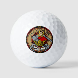 Clan Wallace Crest over Tartan Golf Balls