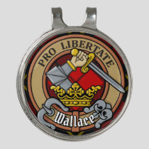 Clan Wallace Crest over Tartan Golf Hat Clip