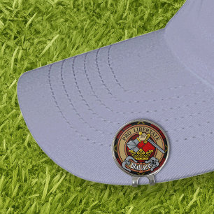 Clan Wallace Crest over Tartan Golf Hat Clip