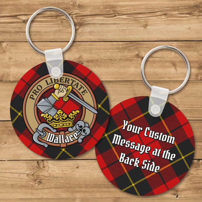 Clan Wallace Crest over Tartan Keychain (Creator Uploaded)