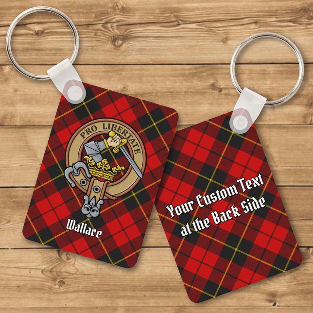 Clan Wallace Crest over Tartan Keychain (Creator Uploaded)