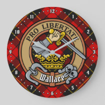 Clan Wallace Crest over Tartan Large Clock