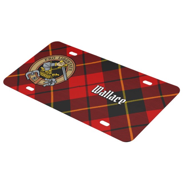 Clan Wallace Crest over Tartan License Plate (Side)