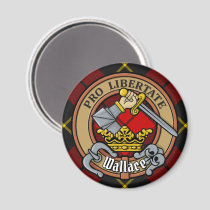 Clan Wallace Crest over Tartan Magnet