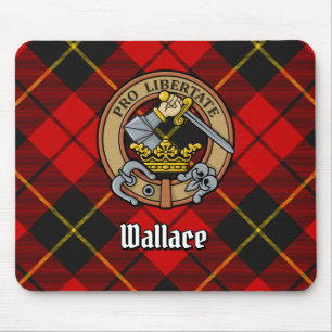 Clan Wallace Crest over Tartan Mouse Pad